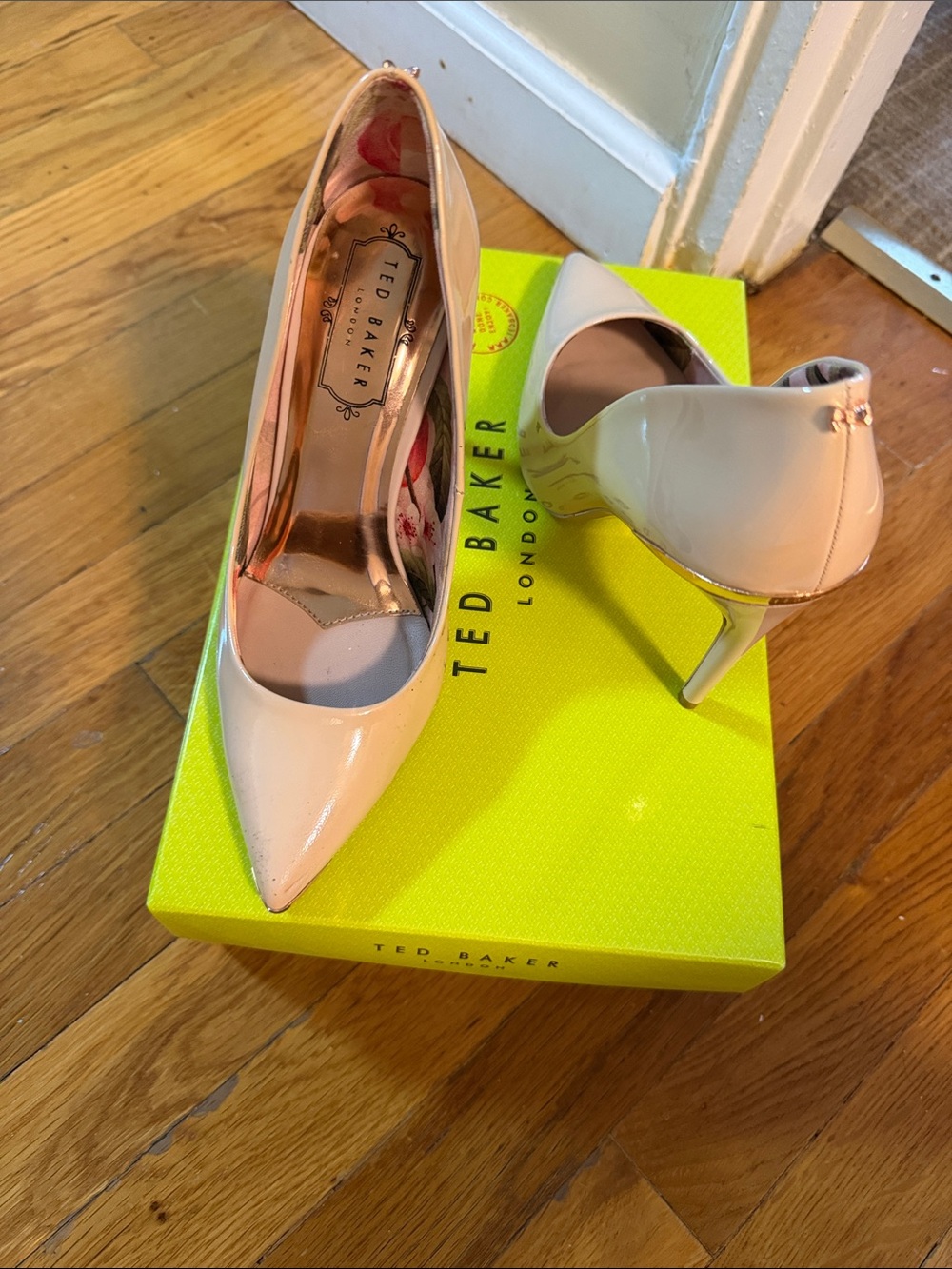 Ted Baker Cream Patent Pointed-Toe Stiletto Heels